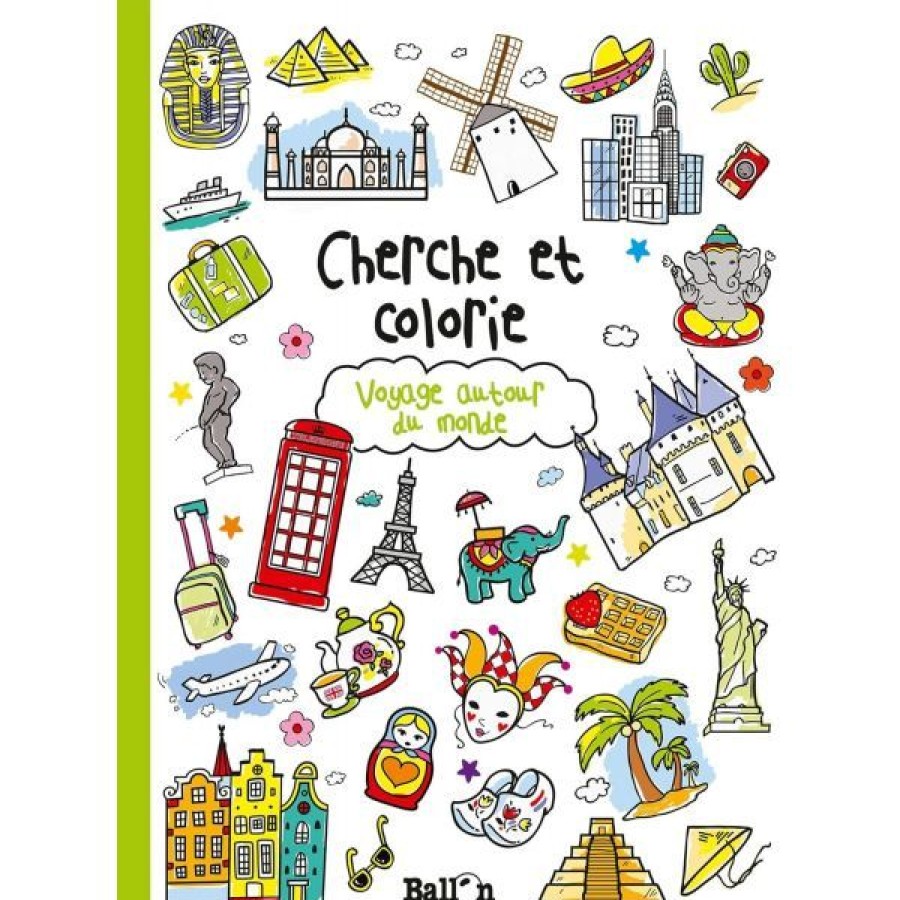 Loisirs Creatifs Creastore Livres Coloriage & Mandala | Cherche Et Colorie " Voyage Autour Du Monde" - Livre