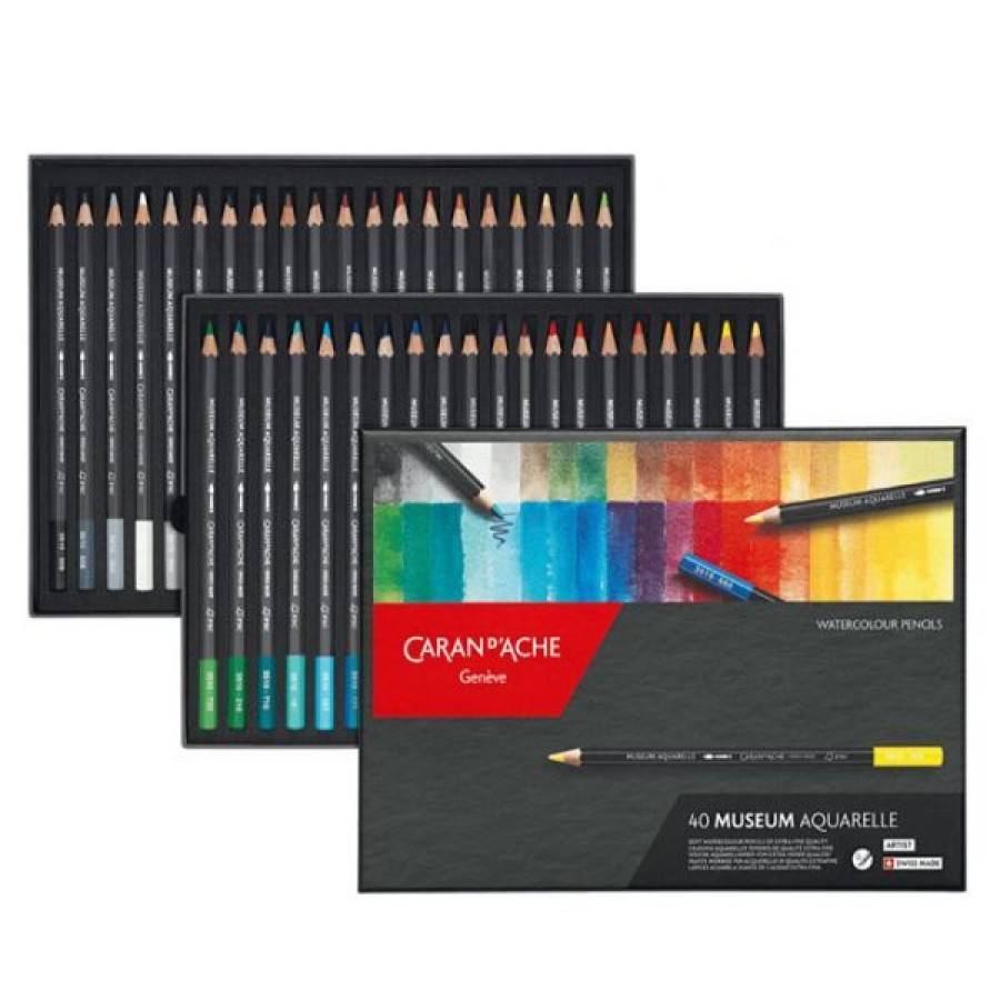 Dessin & Arts Graphiques Creastore Crayons Aquarellables | Boite De 40 Crayons Aquarelle Museum - Caran D'Ache