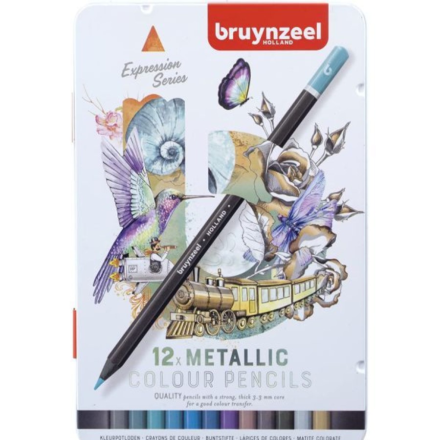 Dessin & Arts Graphiques Creastore Crayons De Couleurs | Boite De 12 Crayons De Couleur Metalliques - Bruynzeel