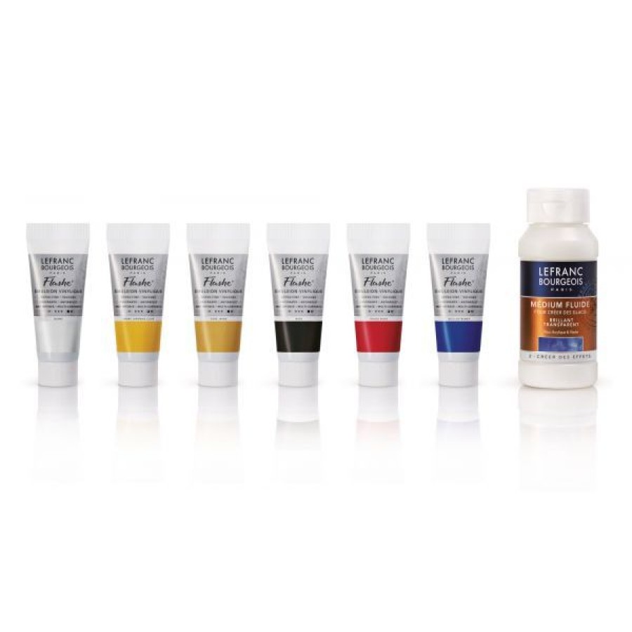 Peintures Creastore Peinture Acrylique Extra&Fine | Set Decouvert Acrylique Flashe - 6X20Ml + Vernis - Lefranc & Bourgeois