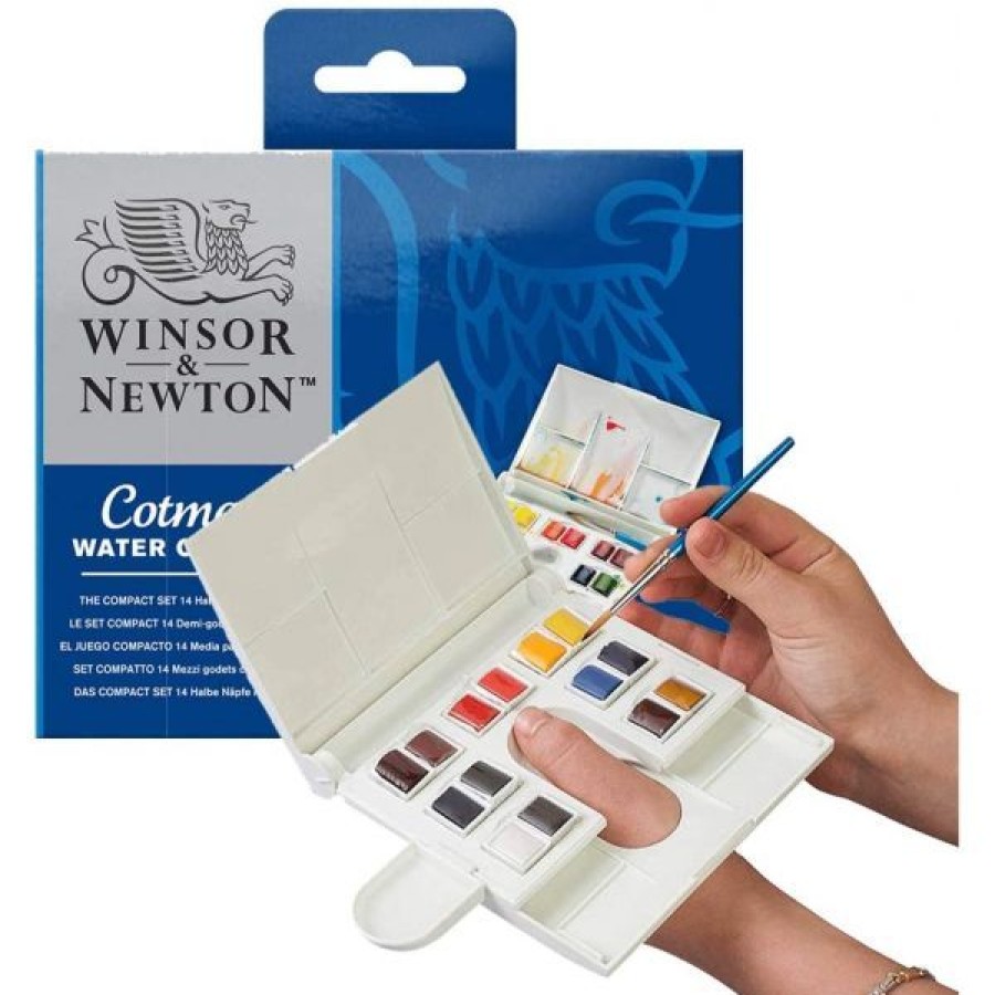 Peintures Creastore Peinture Aquarelle Fine | Set Aquarelle Cotman - Exterieur - 14 Demi-Godets