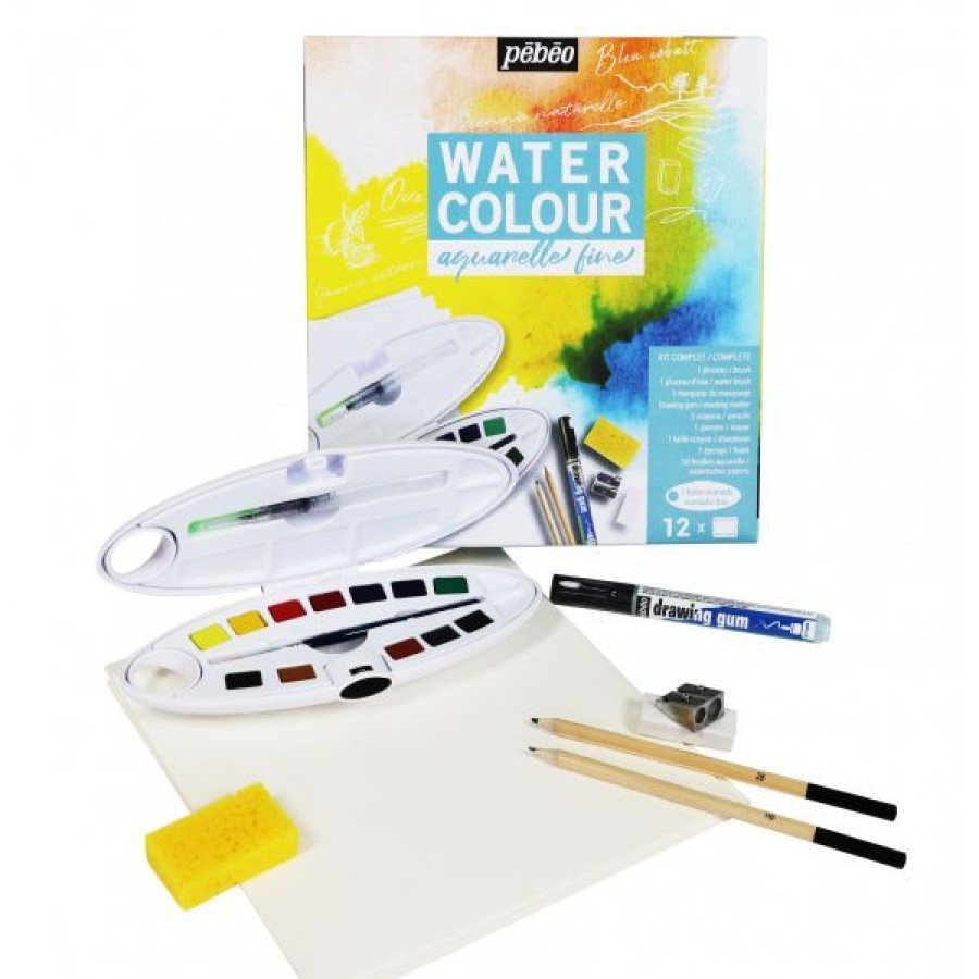 Peintures Creastore Peinture Aquarelle Fine | Kit Aquarelle Fine 12 Demi-Godets - Pebeo