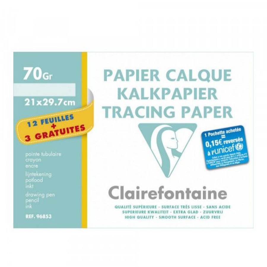 Papiers Creastore Papiers Calques | Pochette Papier Calque 70Gr - 21X29,7Cm - 12 Feuilles + 3 Gratuites