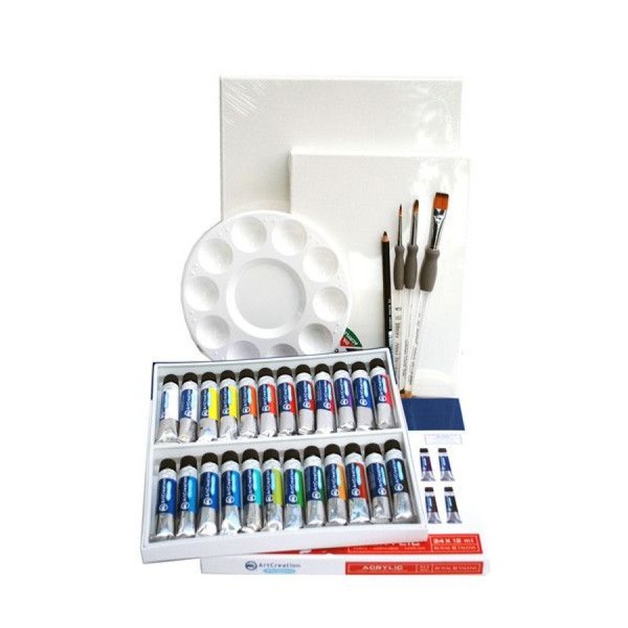 Peintures Creastore Coffrets De Peinture Acrylique Et Kits | Kit Peinture Acrylique 24 Couleurs