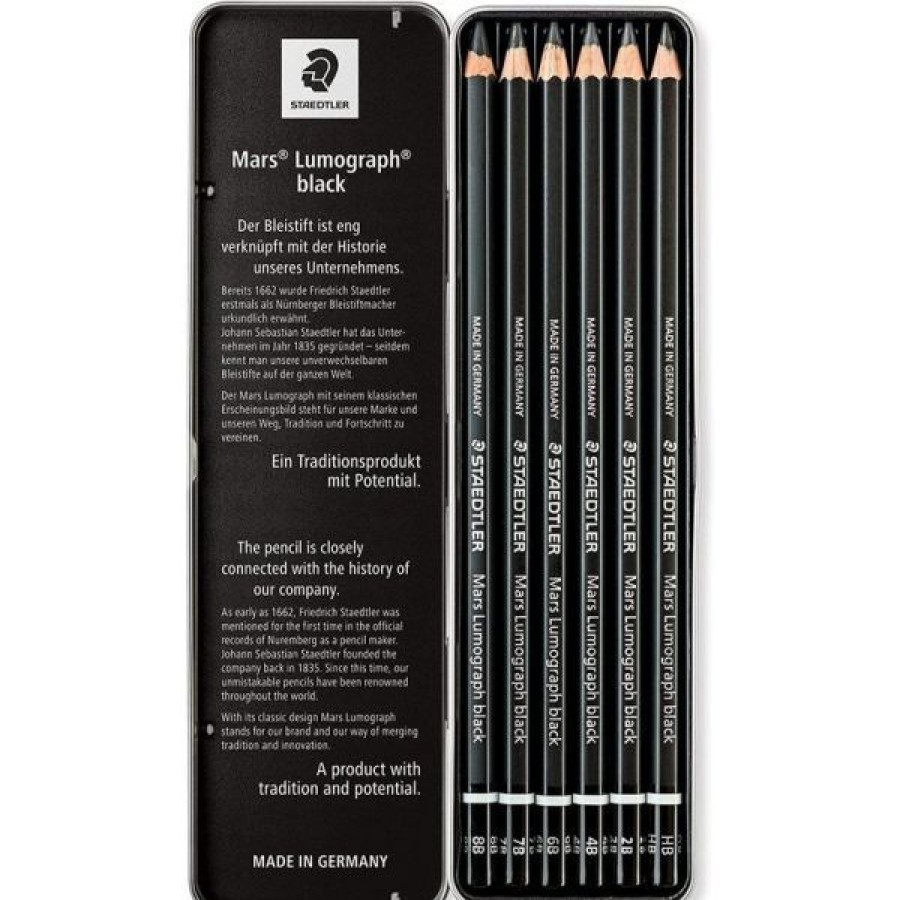 Dessin & Arts Graphiques Creastore Crayons Graphites | Boite De 6 Crayon Graphite Mars Lumograph Black - Staedtler