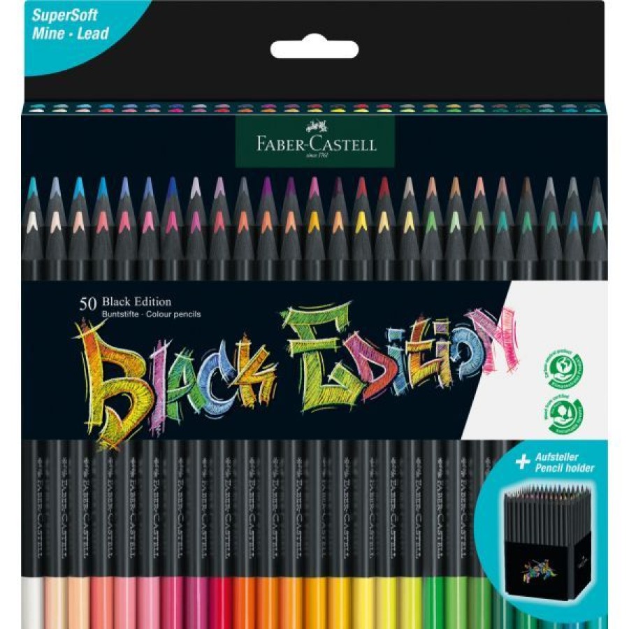 Dessin & Arts Graphiques Creastore Crayons De Couleurs | Boite De 50 Crayons De Couleurs Black Edition - Faber-Castell