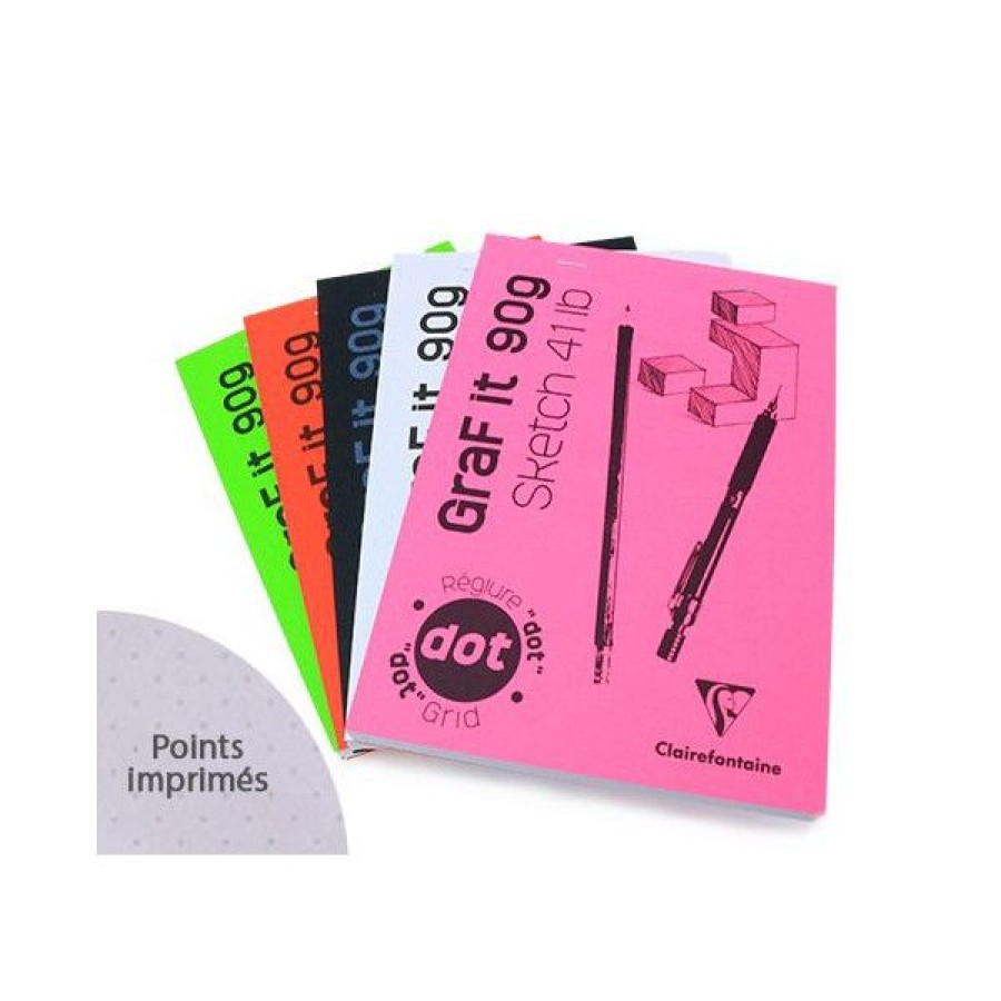 Papiers Creastore Blocs A Croquis | Bloc Graf It Dot Agrafe - 80 Feuilles 90G/M - Clairefontaine