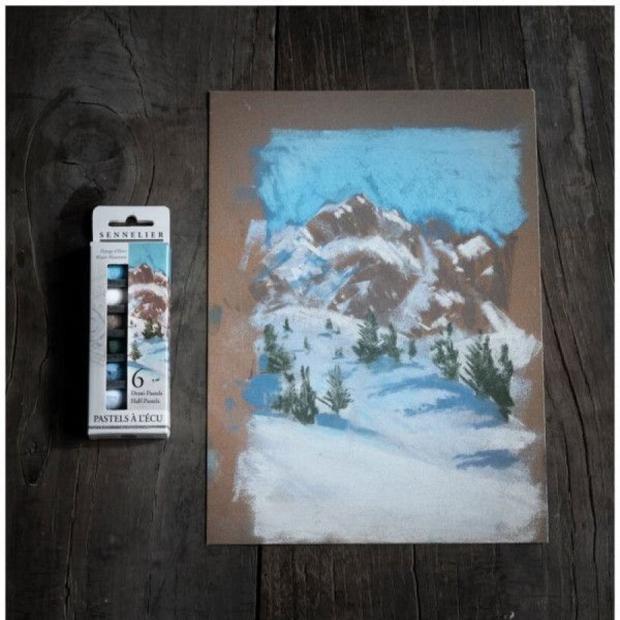 Dessin & Arts Graphiques Creastore Pastels Secs Craies | Etui 6 Demi Pastels A L'Ecu - Paysage D'Hiver - Sennelier