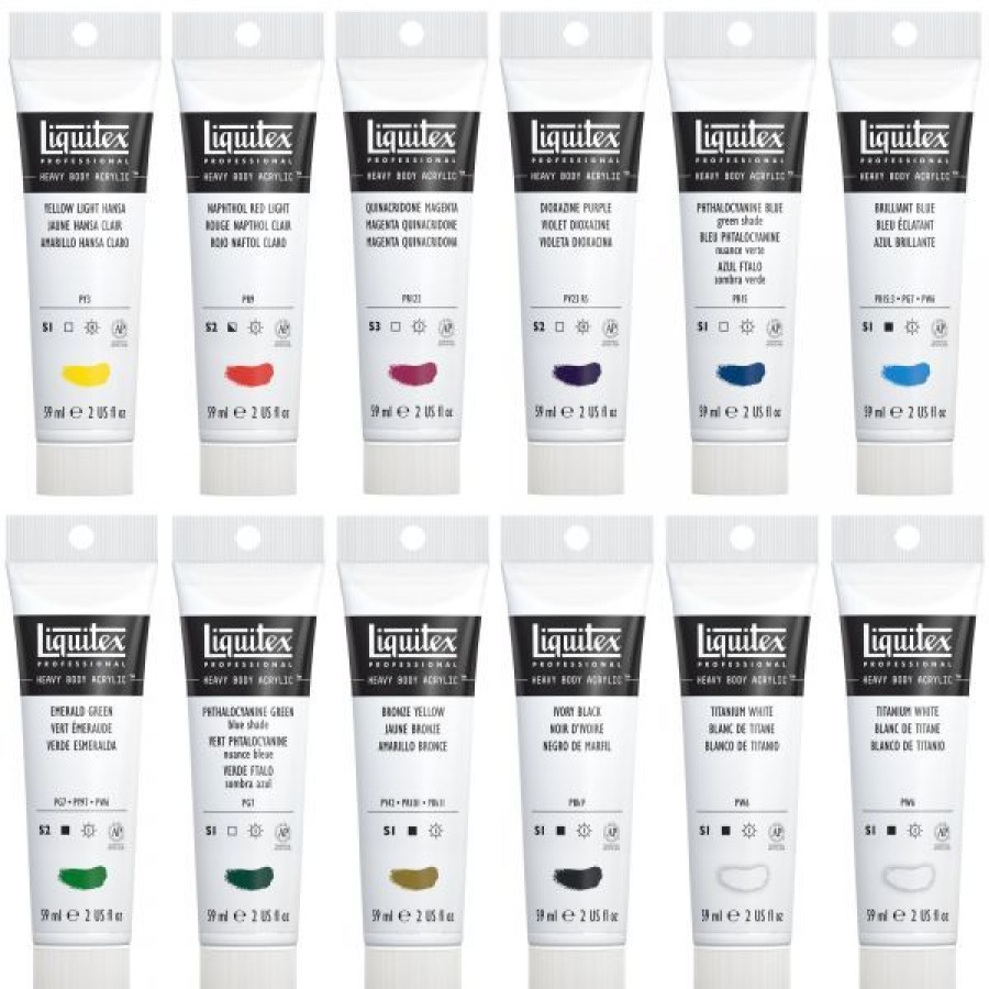 Peintures Creastore Peinture Acrylique Extra&Fine | Set 12 Tubes D'Acrylique Extra-Fine Heavy Body - Liquitex