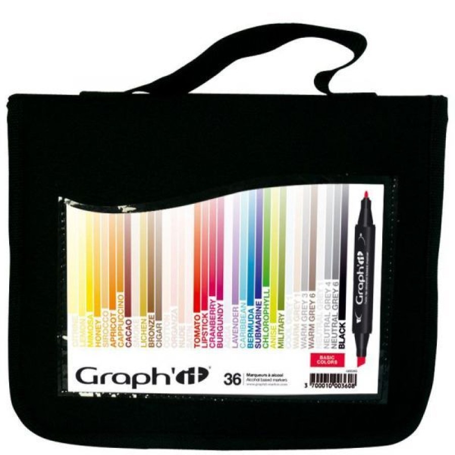 Dessin & Arts Graphiques Creastore Feutres A Alcool | Trousse 36 Feutres A Alcool Graph'It