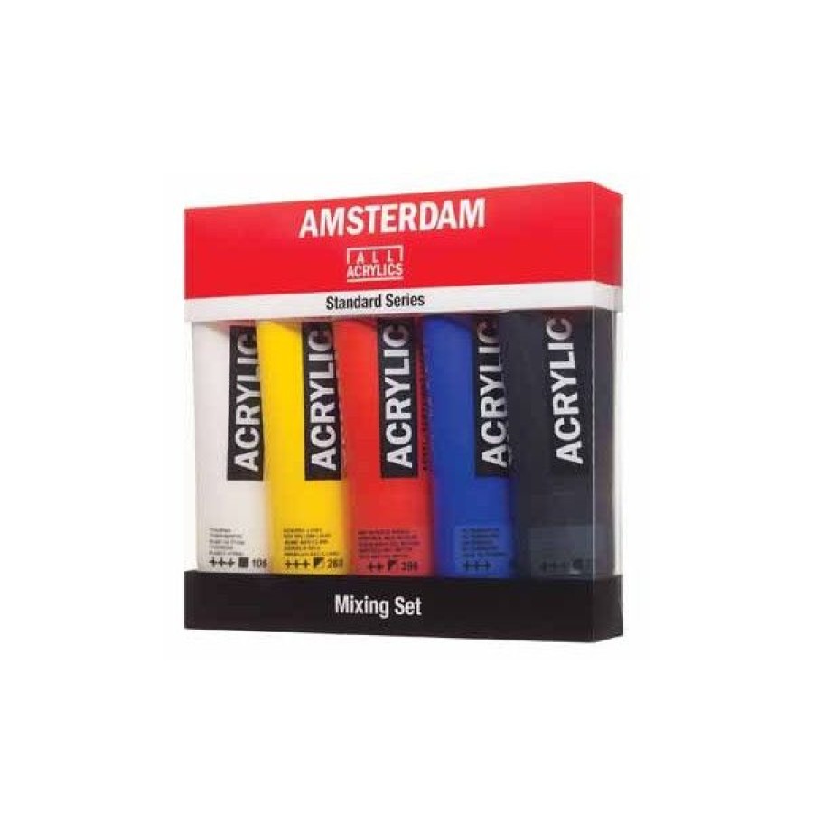 Peintures Creastore Peinture Acrylique Fine | Set De 5 Tubes Acrylique Primaires 120Ml Amsterdam