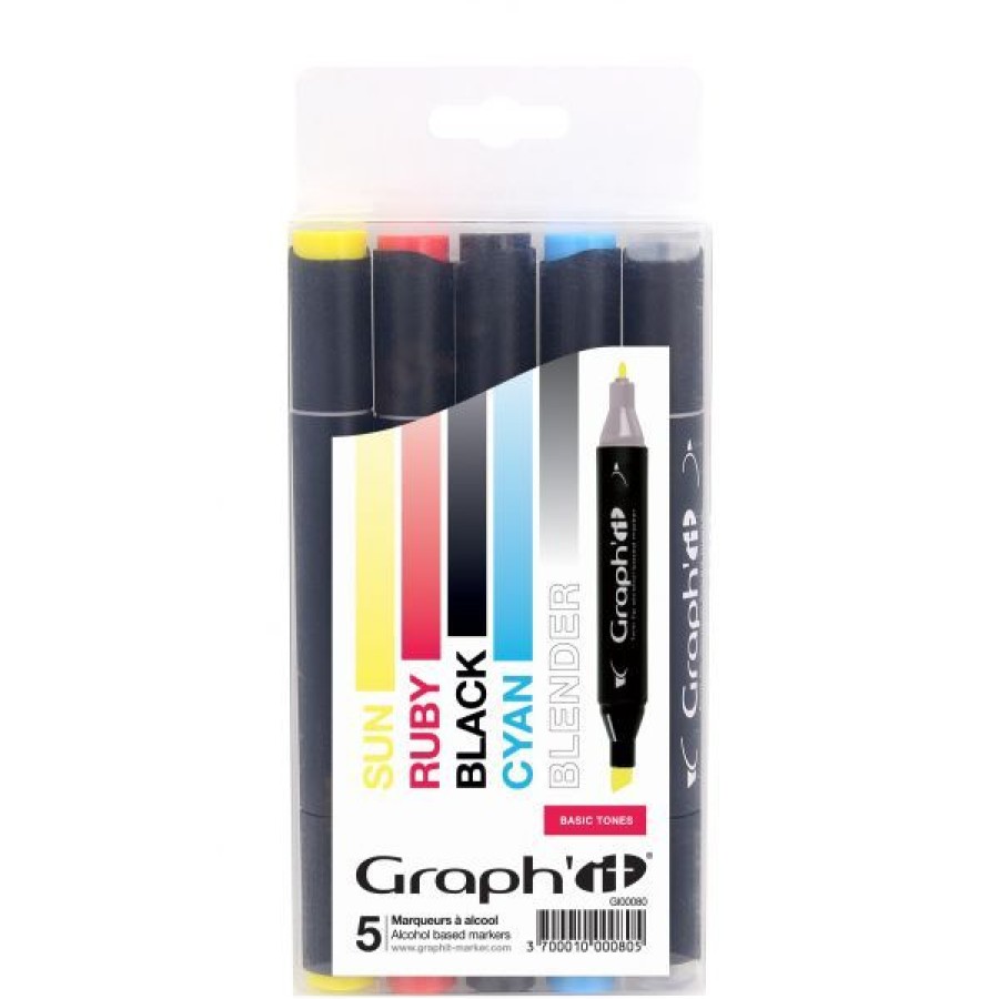 Dessin & Arts Graphiques Creastore Feutres A Alcool | Set De 5 Marqueurs A Alcool Graph'It