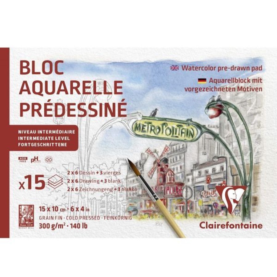 Papiers Creastore Papiers Peinture Aquarelle | Bloc Aquarelle Predessine 15X10Cm - Paris