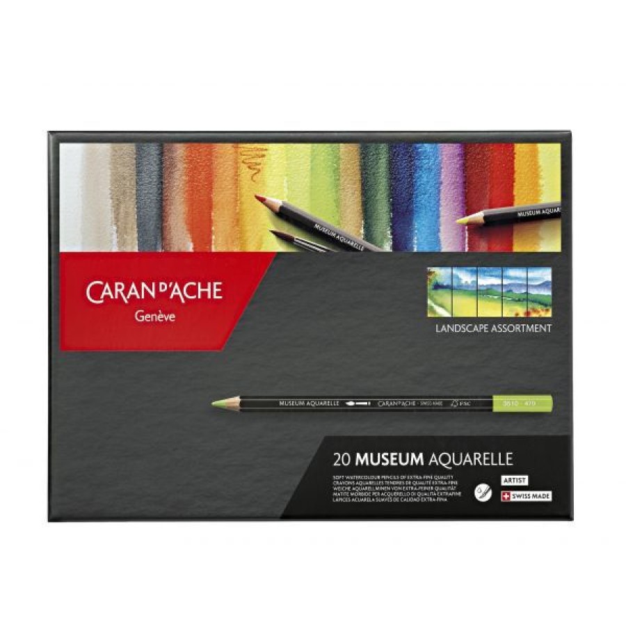 Dessin & Arts Graphiques Creastore Crayons Aquarellables | Boite De 20 Crayons Aquarelle Museum - Paysage - Caran D'Ache