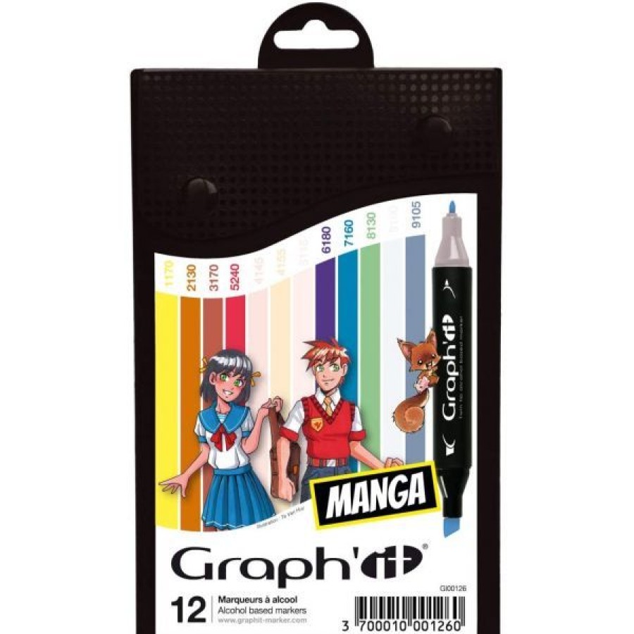 Dessin & Arts Graphiques Creastore Feutres A Alcool | Set De 12 Marqueurs A Alcool Graph'It Manga