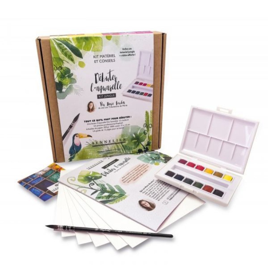 Peintures Creastore Peinture Aquarelle Fine | Kit "Debuter L'Aquarelle - Kit Jungle" De Marie Boudon - Sennelier