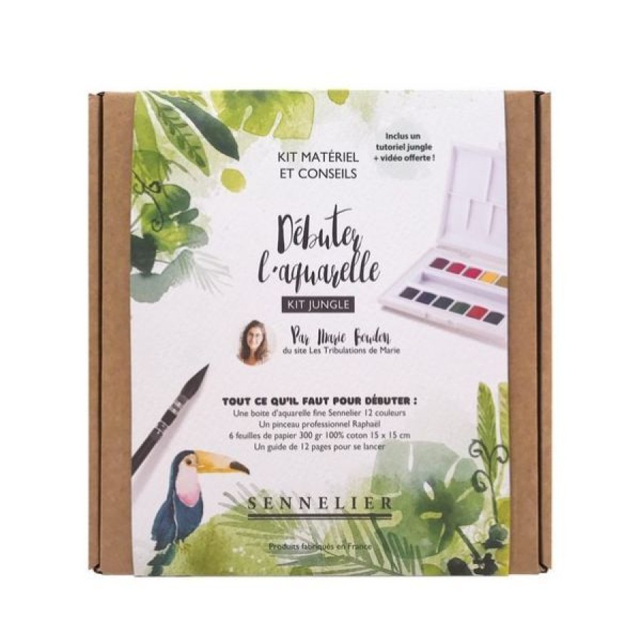 Peintures Creastore Peinture Aquarelle Fine | Kit "Debuter L'Aquarelle - Kit Jungle" De Marie Boudon - Sennelier