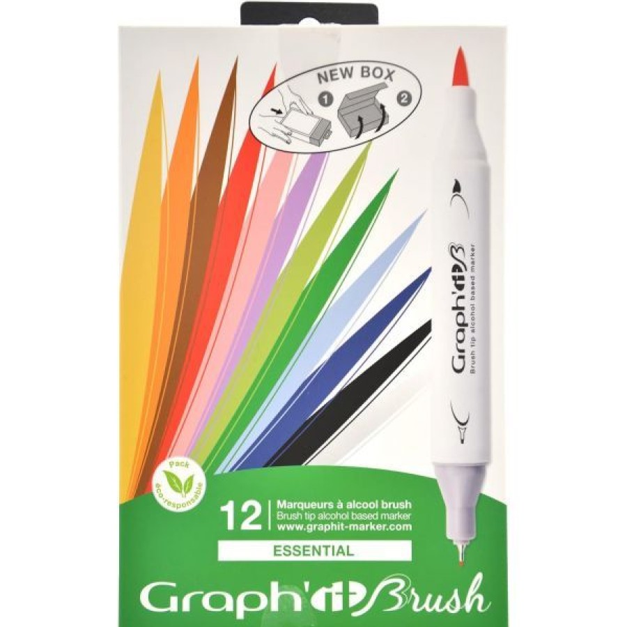 Dessin & Arts Graphiques Creastore Feutres A Alcool | Set De 12 Marqueurs A Alcool Graph'It Brush