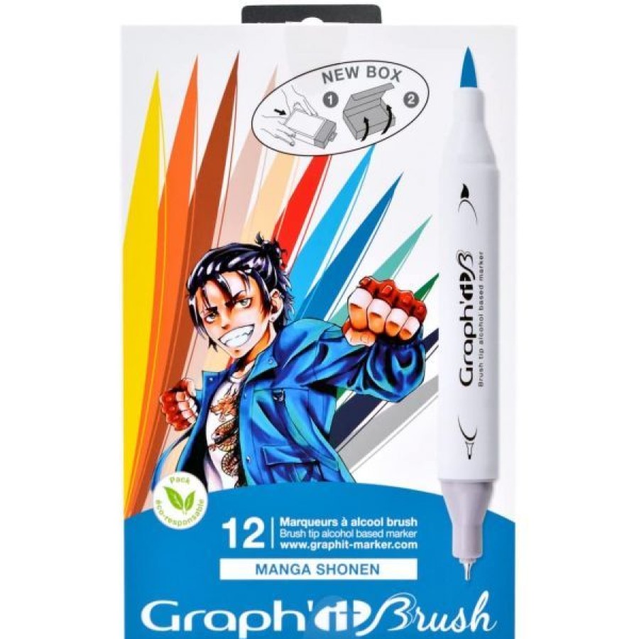 Dessin & Arts Graphiques Creastore Feutres | Set 12 Marqueurs Graph'It Brush - Manga Shonen