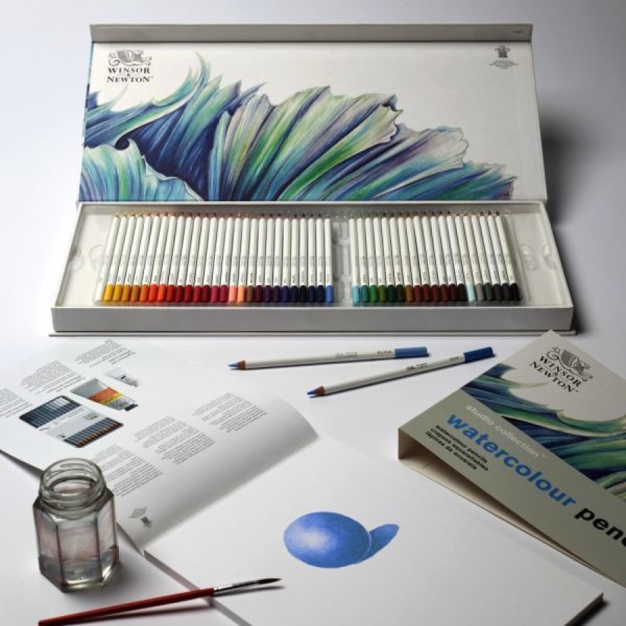 Dessin & Arts Graphiques Creastore Crayons De Couleurs | Boite De 50 Crayons De Couleur Aquarellables + Accessoires - Studio Collection - Winsor & Newton