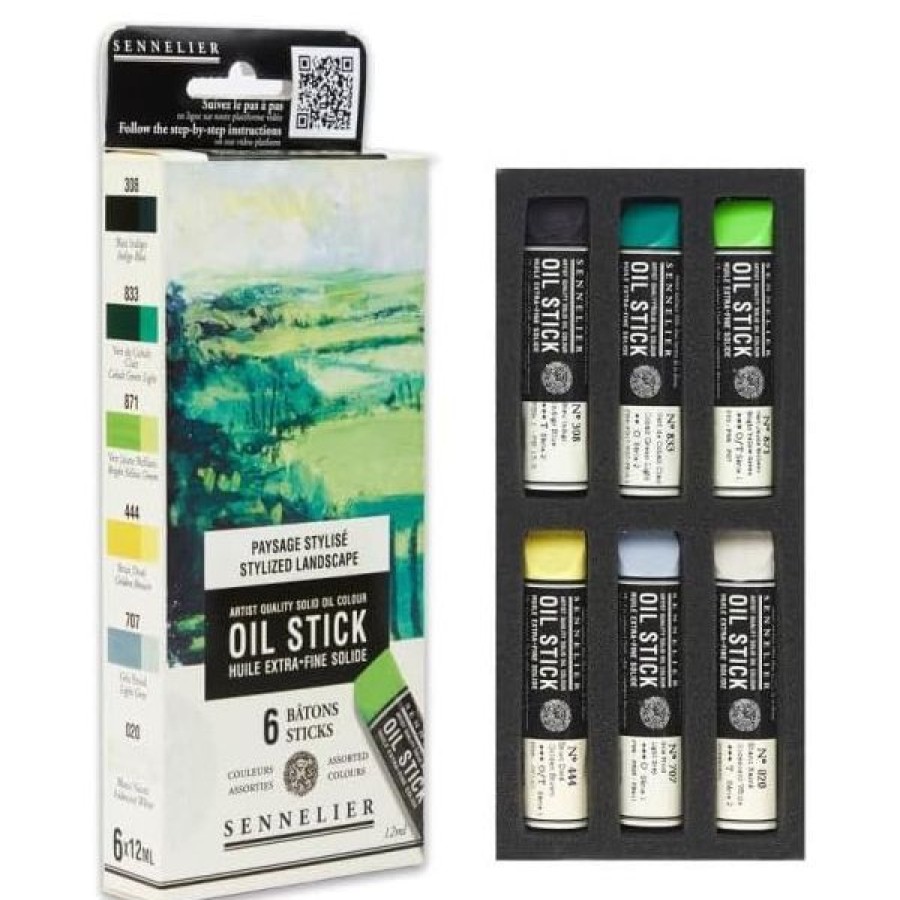 Peintures Creastore Peinture A L'Huile Extra&Fine | Etui 6 Mini Oil Stick - Paysage Stylise - Sennelier