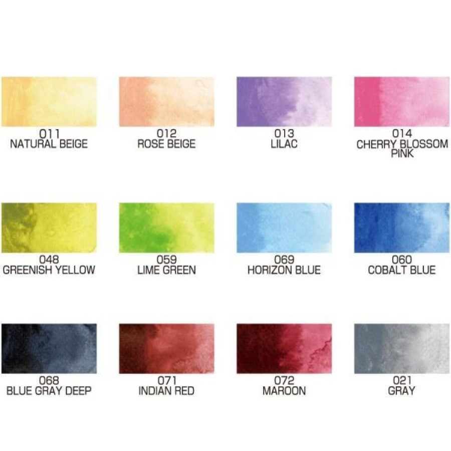 Peintures Creastore Peinture Aquarelle Fine | 12 Godets Aquarelle Kuretake Gansai Tambi