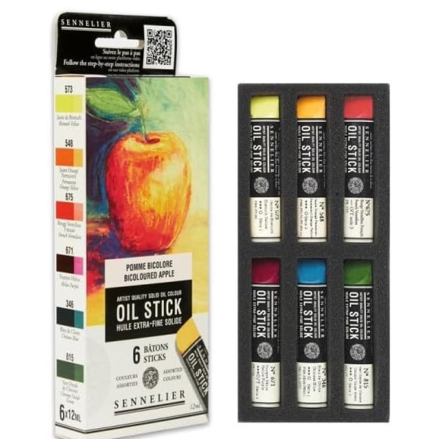 Peintures Creastore Peinture A L'Huile Extra&Fine | Etui 6 Mini Oil Stick - Pomme Bicolore - Sennelier