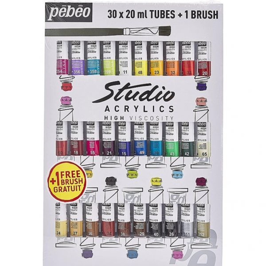 Peintures Creastore Peinture Acrylique Fine | Set 30 Tubes Peinture Acrylique Studio Acrylics - Pebeo