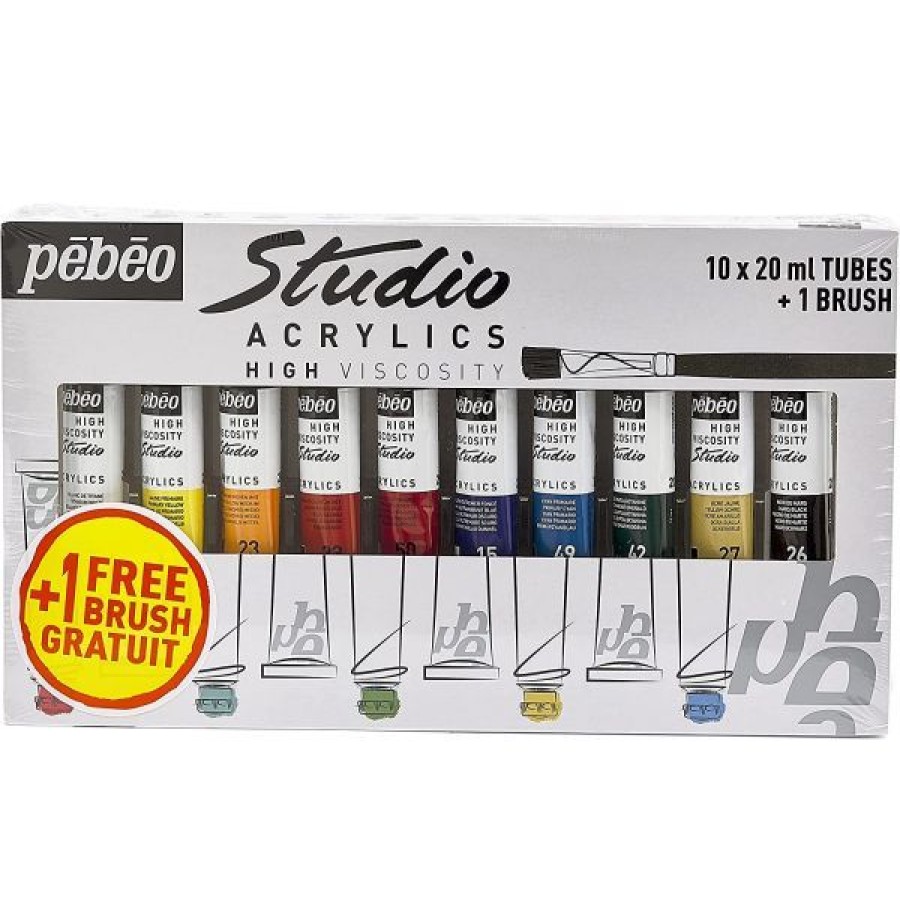 Peintures Creastore Peinture Acrylique Fine | Pack Studio Acrylics 10 Tubes 20Ml - Pebeo