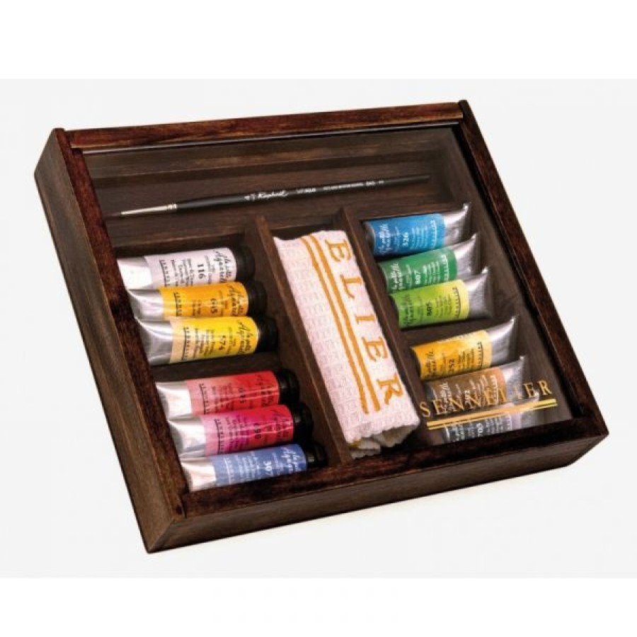 Peintures Creastore Peinture Aquarelle Fine | Coffret Bois Petite Aquarelle Sennelier - 12 Tubes