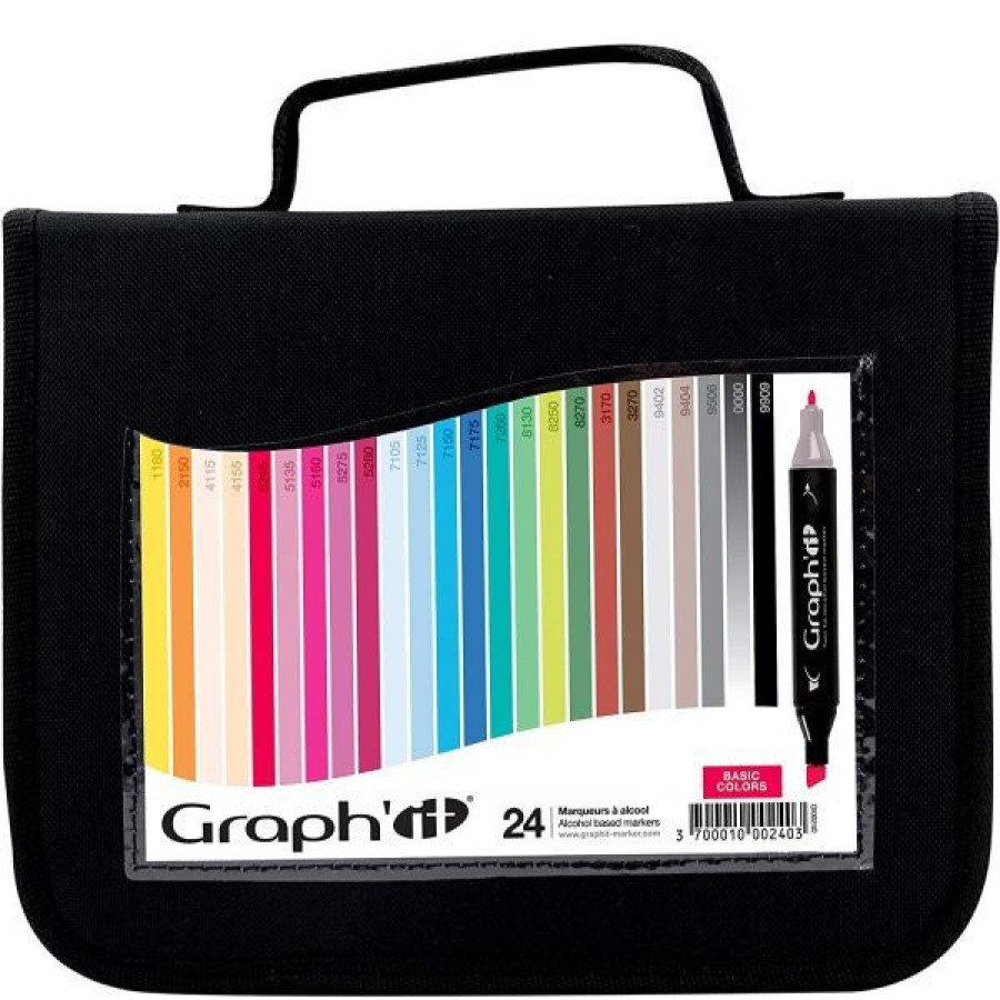 Dessin & Arts Graphiques Creastore Feutres A Alcool | Trousse 24 Feutres A Alcool Graph'It