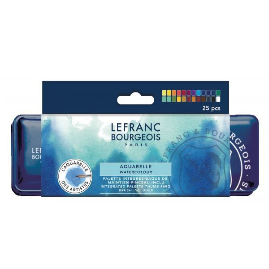 Peintures Creastore Peinture Aquarelle Fine | Boite Aquarelle 24 Demi-Godets - Lefranc Bourgeois