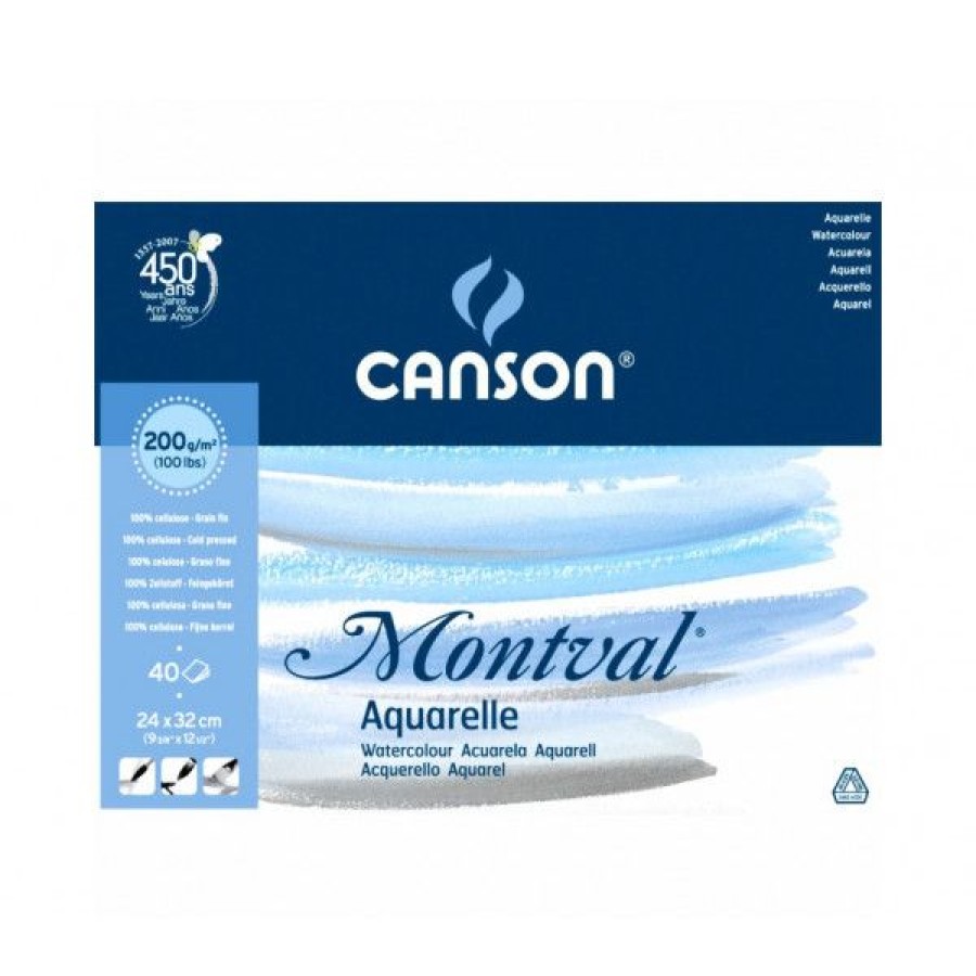 Papiers Creastore Papiers Peinture Aquarelle | Bloc Aquarelle Canson Montval - Colle 4 Cotes