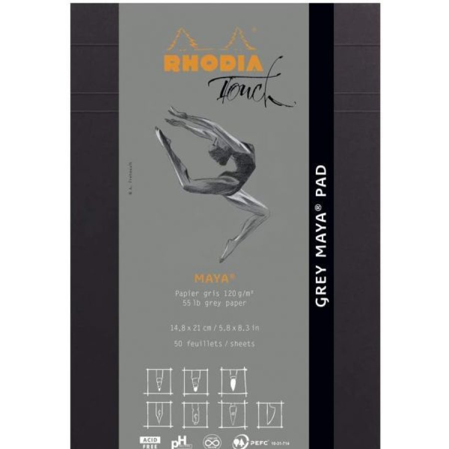 Papiers Creastore Blocs A Croquis | Rhodia Touch - Bloc Papier Maya Gris