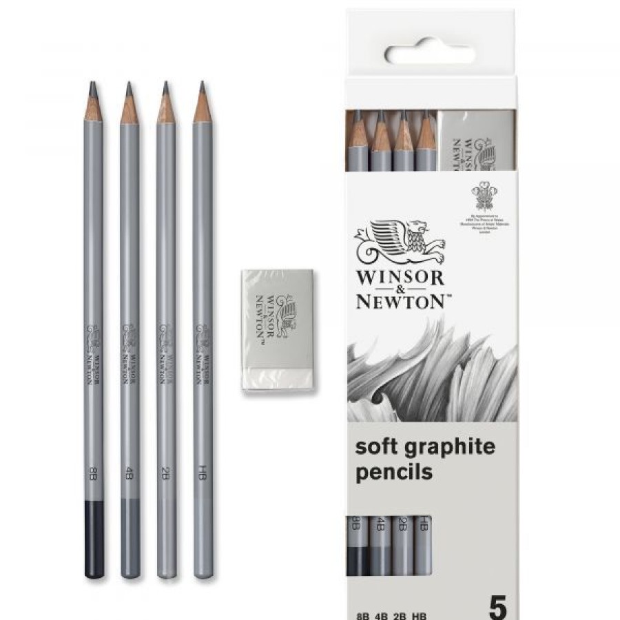 Dessin & Arts Graphiques Creastore Crayons Graphites | Set De 4 Crayons Graphites + Gomme - Winsor & Newton