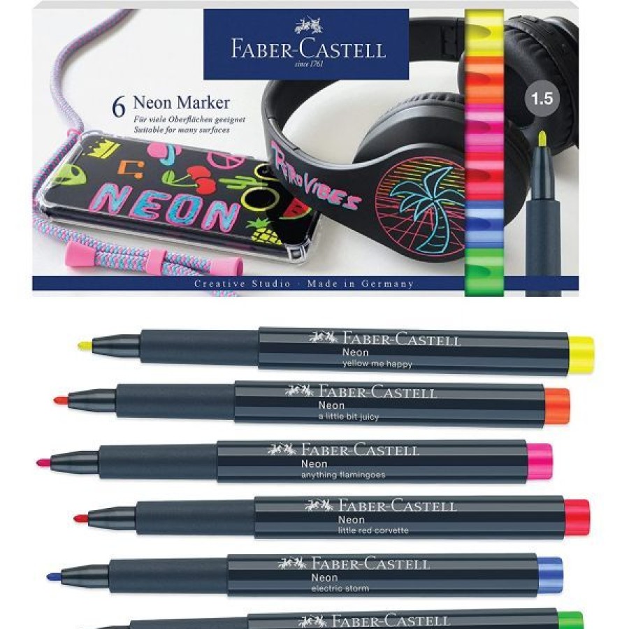 Dessin & Arts Graphiques Creastore Feutres | Set De 6 Feutres Neons - Faber-Castell