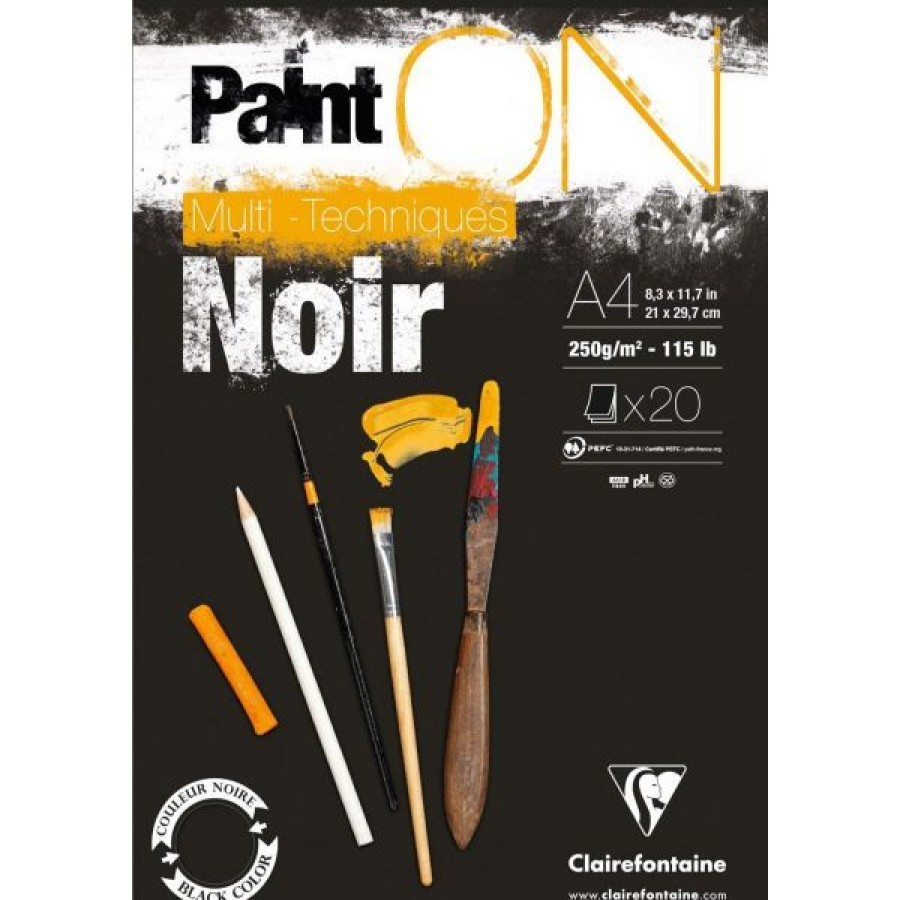 Papiers Creastore Papiers Dessin | Bloc Paint'On Noir - Clairefontaine