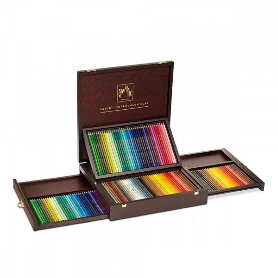 Dessin & Arts Graphiques Creastore Crayons De Couleurs | Coffret Bois 80 Supracolor + 80 Pablo - Caran D'Ache