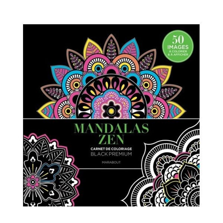 Loisirs Creatifs Creastore Livres Coloriage & Mandala | Black Premium Mandalas Zen - Livre