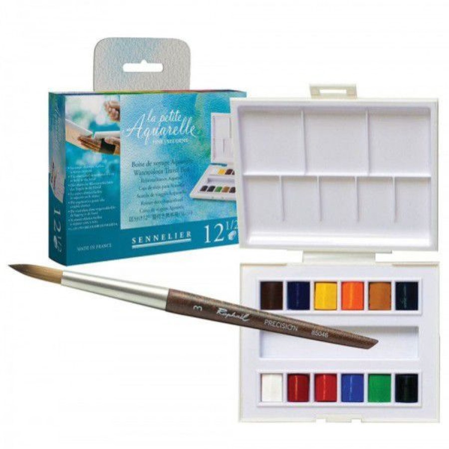 Peintures Creastore Peinture Aquarelle Fine | Boite De Voyage La Petite Aquarelle - 12 Demi-Godets - Sennelier