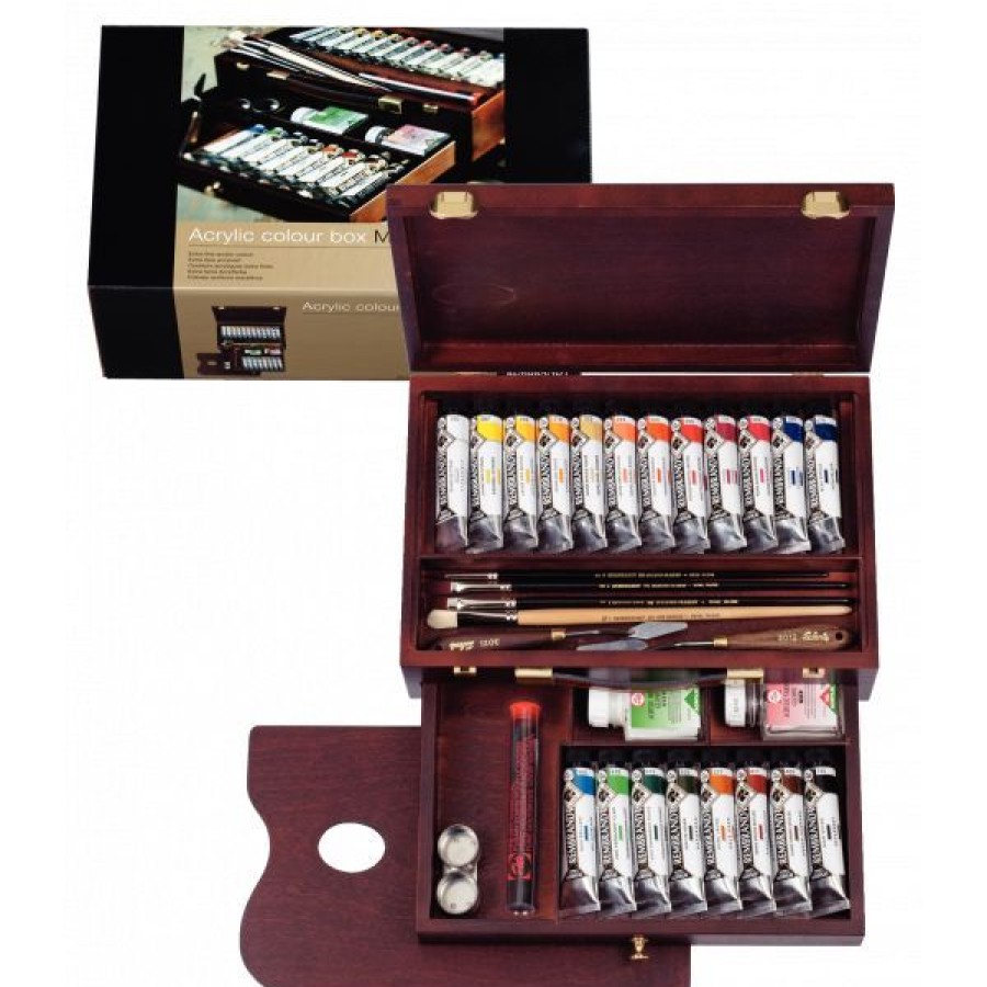 Peintures Creastore Peinture Acrylique Extra&Fine | Coffret Acrylique Rembrandt Master En Bois