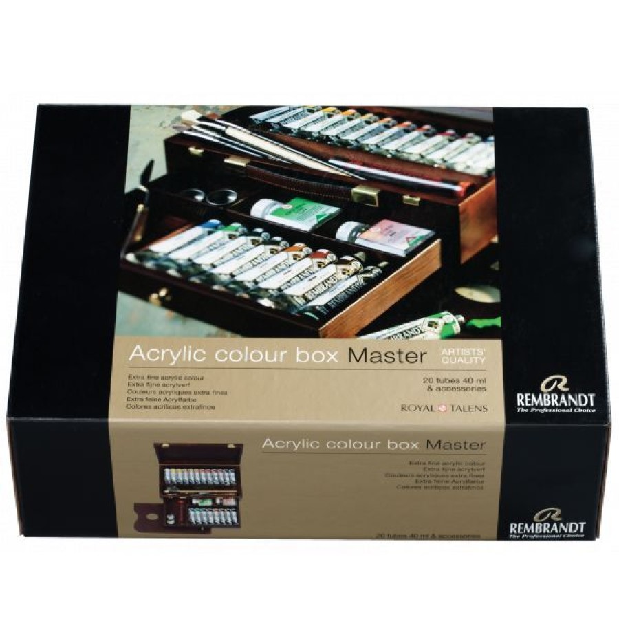 Peintures Creastore Peinture Acrylique Extra&Fine | Coffret Acrylique Rembrandt Master En Bois