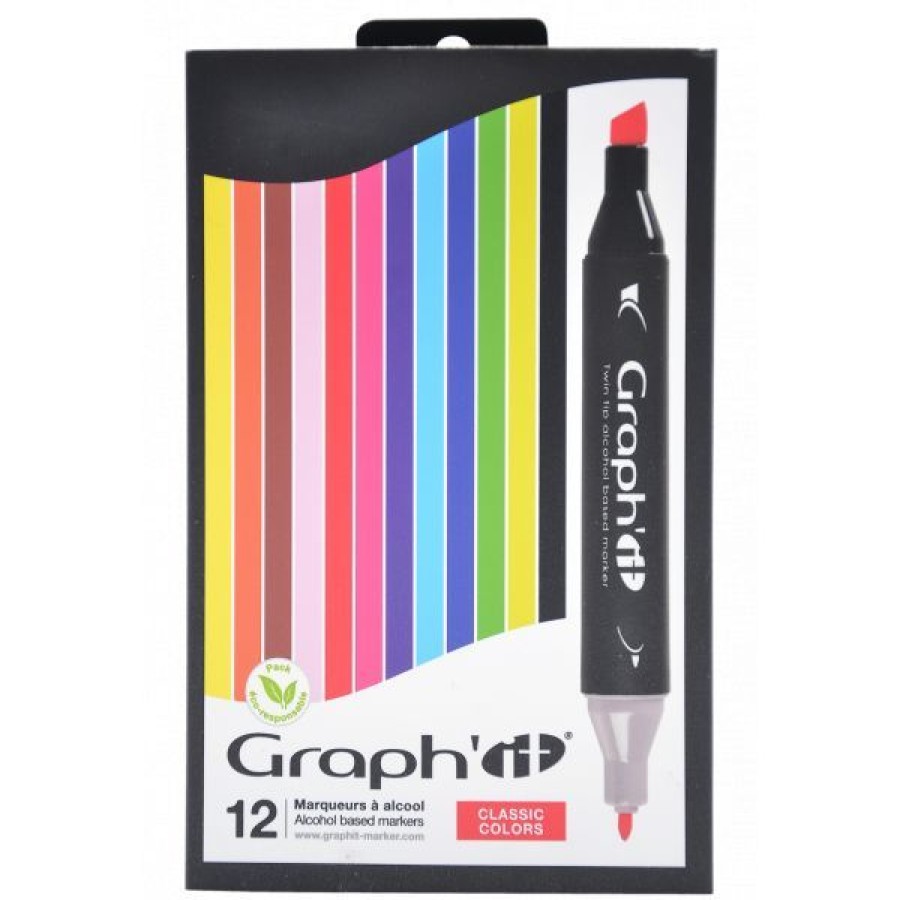 Dessin & Arts Graphiques Creastore Feutres A Alcool | Set De 12 Marqueurs A Alcool Graph'It