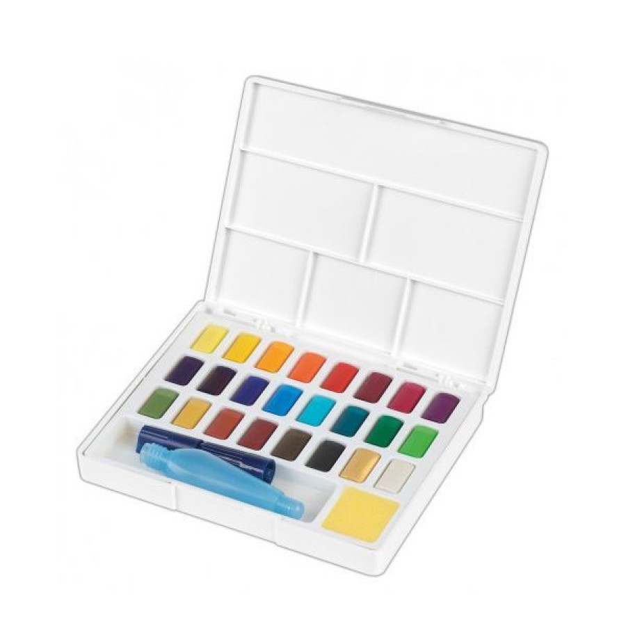 Peintures Creastore Peinture Aquarelle Fine | Boite De 24 Demi-Godets D'Aquarelle Faber-Castell