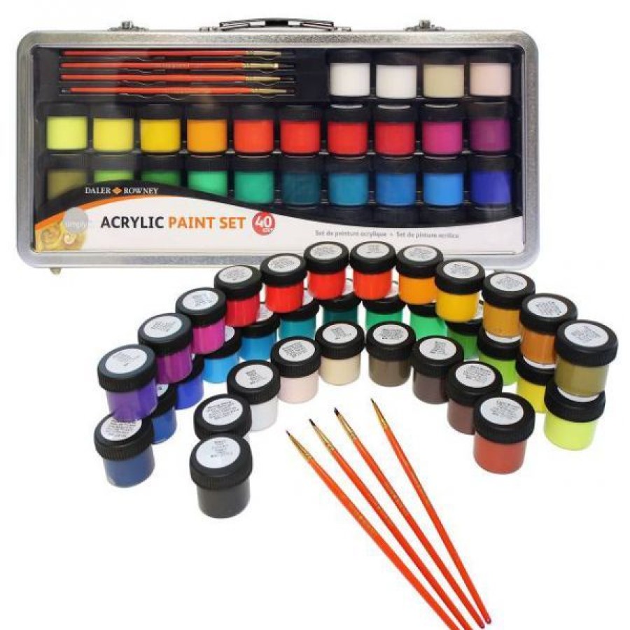 Peintures Creastore Peinture Acrylique Fine | Mallette De Peinture Acrylique Avec Pinceaux - Simply