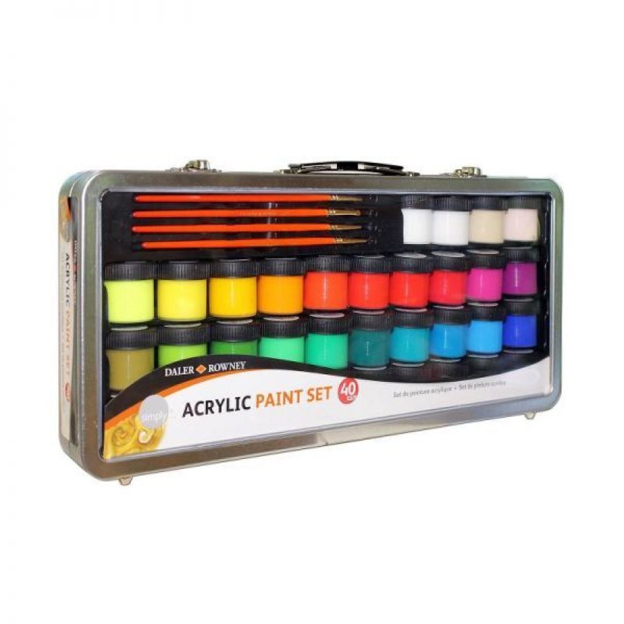 Peintures Creastore Peinture Acrylique Fine | Mallette De Peinture Acrylique Avec Pinceaux - Simply