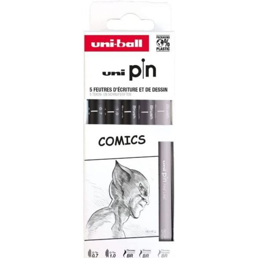 Dessin & Arts Graphiques Creastore Feutres | Set De 5 Feutres Uni Pin - Comics