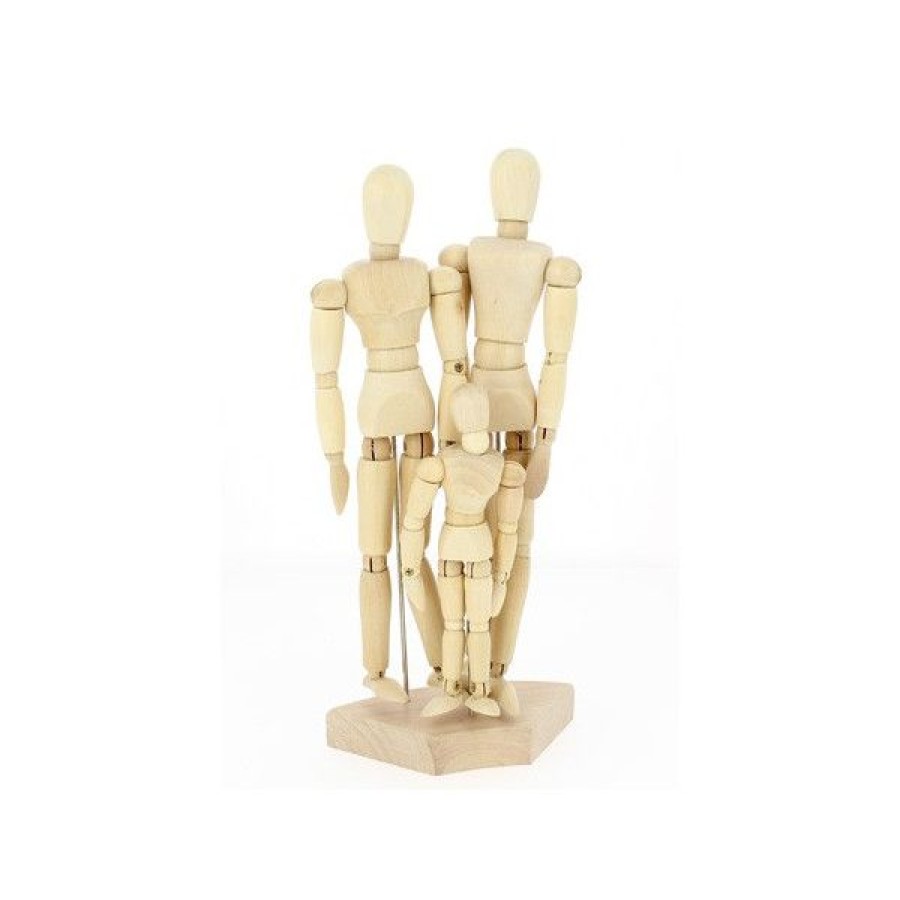 Pinceaux & Fournitures Creastore Fournitures | Set De 3 Mannequins Articulee En Bois - Homme, Femme Et Enfant