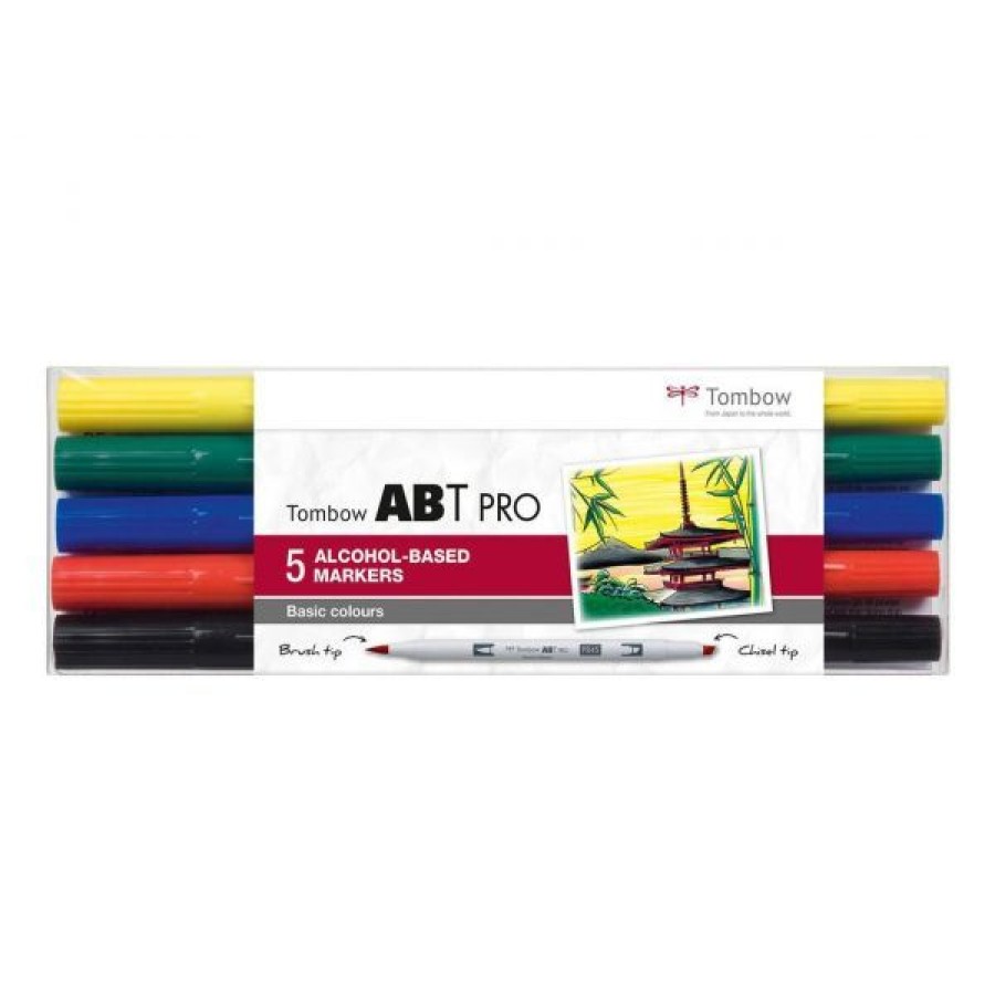 Dessin & Arts Graphiques Creastore Feutres A Alcool | Set 5 Feutres A Alcool Abt Pro - Couleurs Basics - Tombow