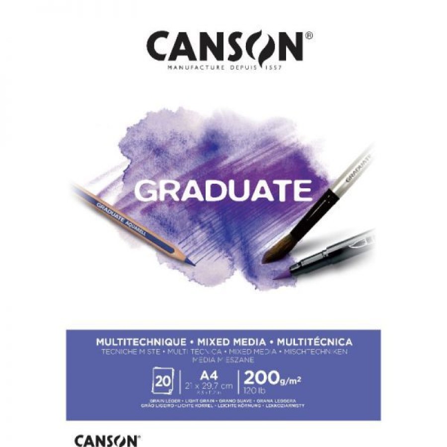 Papiers Creastore Papiers Dessin | Bloc Graduate Mix-Media 200Gr - Canson